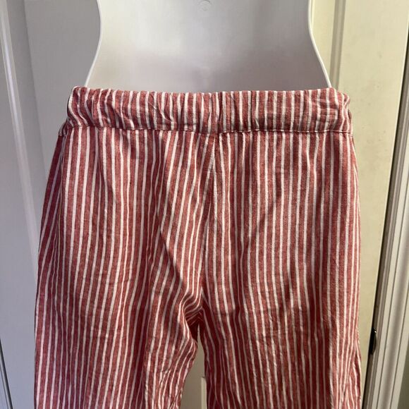 Michael Michael Kors Women Muted Red White StripePull-on Linen Blend Pants Sz 4 - Picture 8 of 10